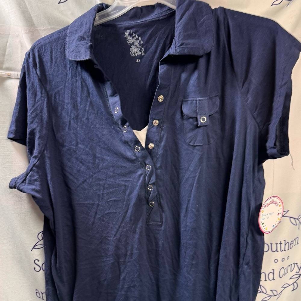 NWT Illusion Pullover Short Sleeve Tee, Size 3X